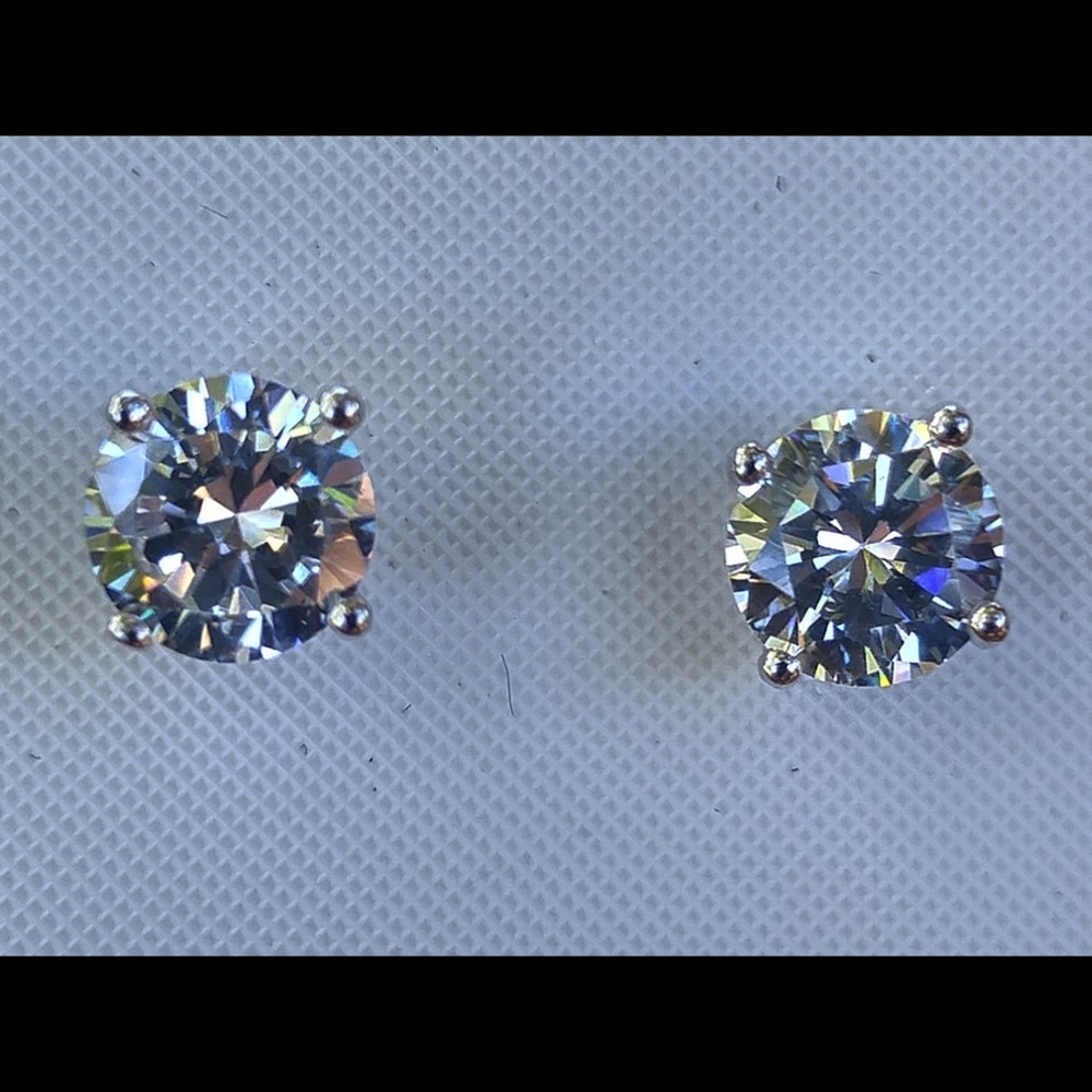 6mm diamond 925 silver solitaire earrings